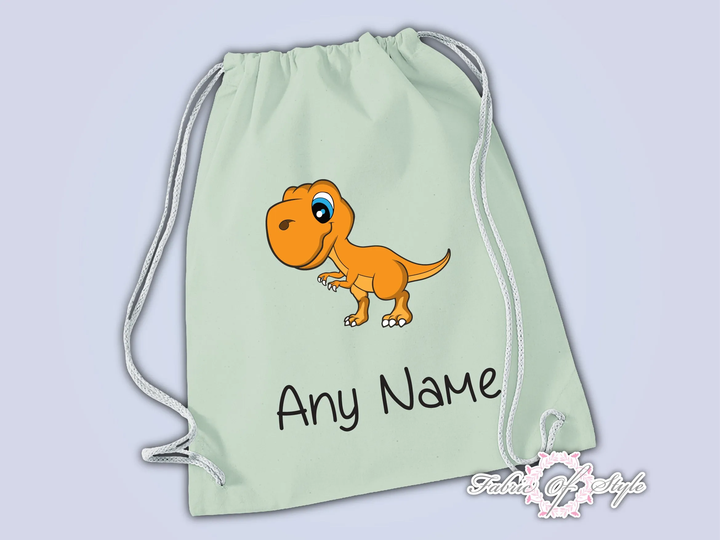 Personalised Any Name Dinosaur Girls Back To Drawstring Bag PE GYM School Kids