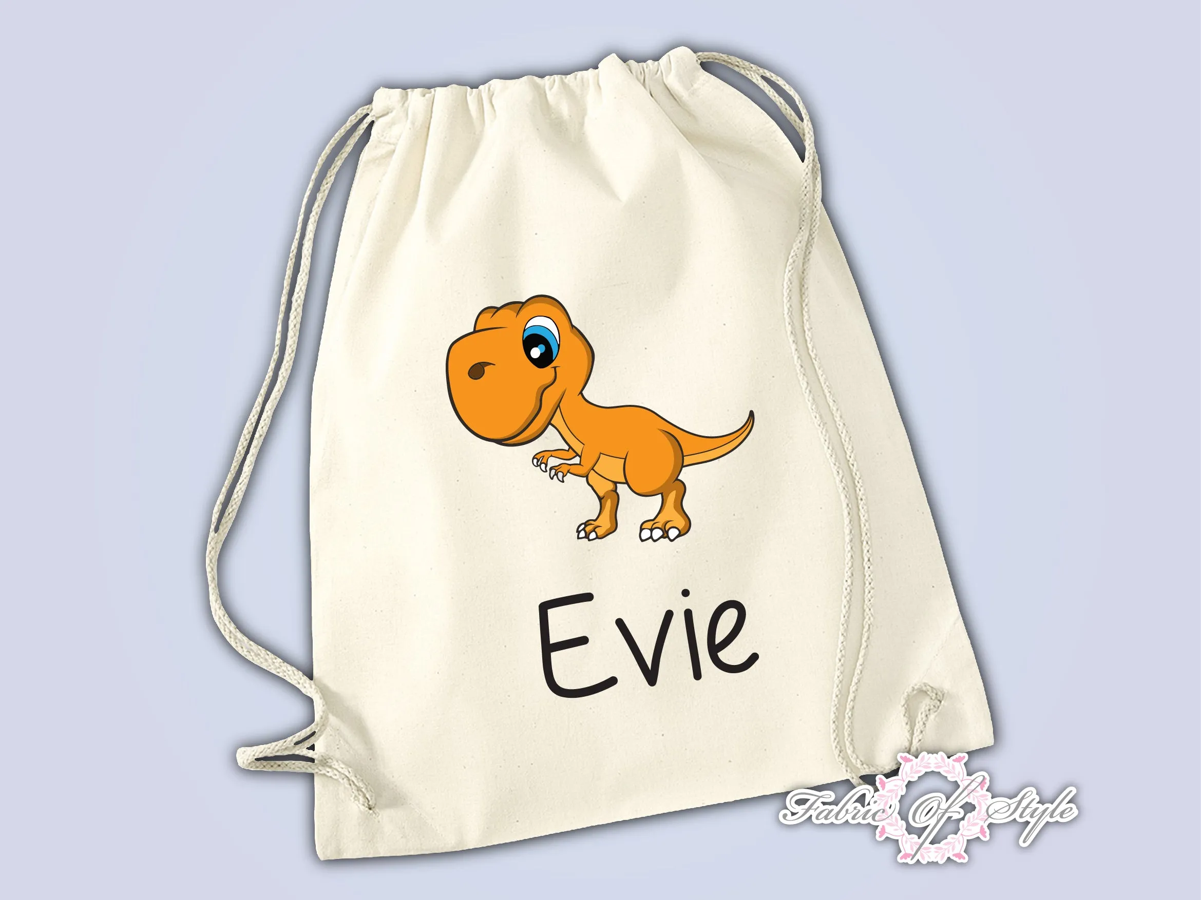 Personalised Any Name Dinosaur Girls Back To Drawstring Bag PE GYM School Kids