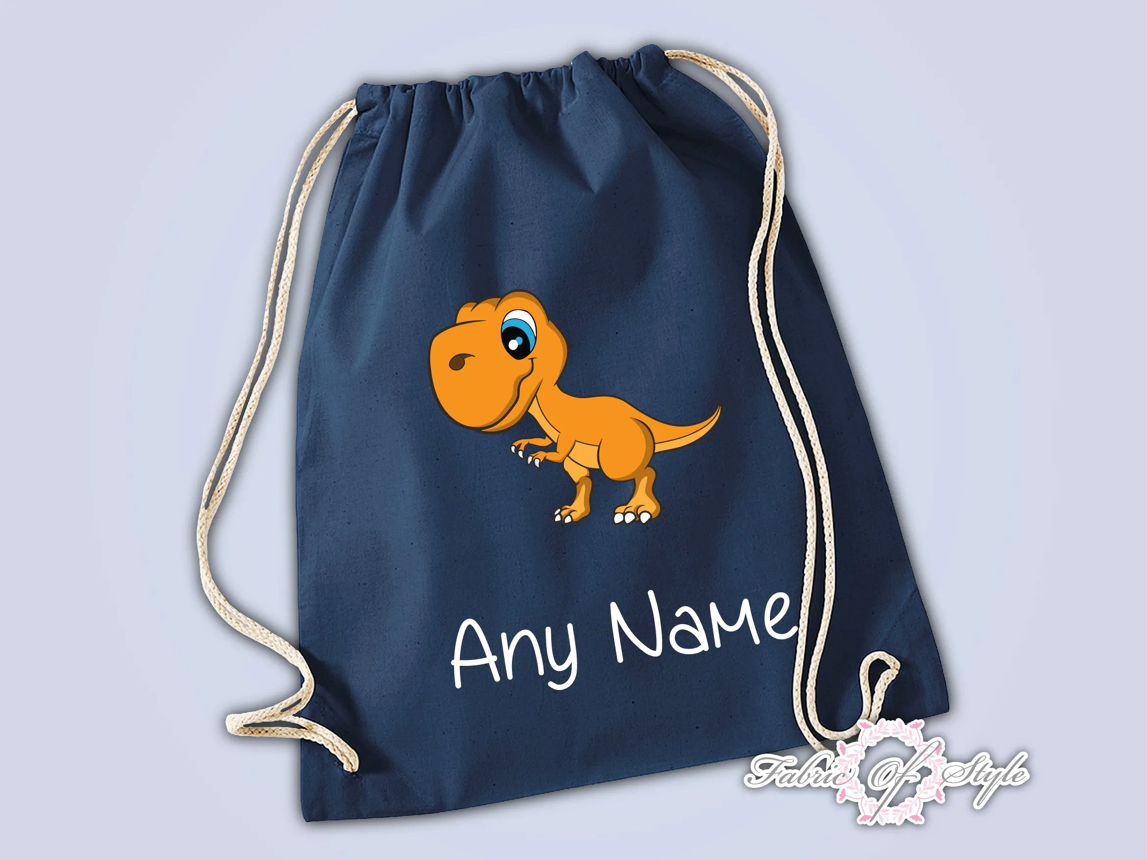 Personalised Any Name Dinosaur Girls Back To Drawstring Bag PE GYM School Kids