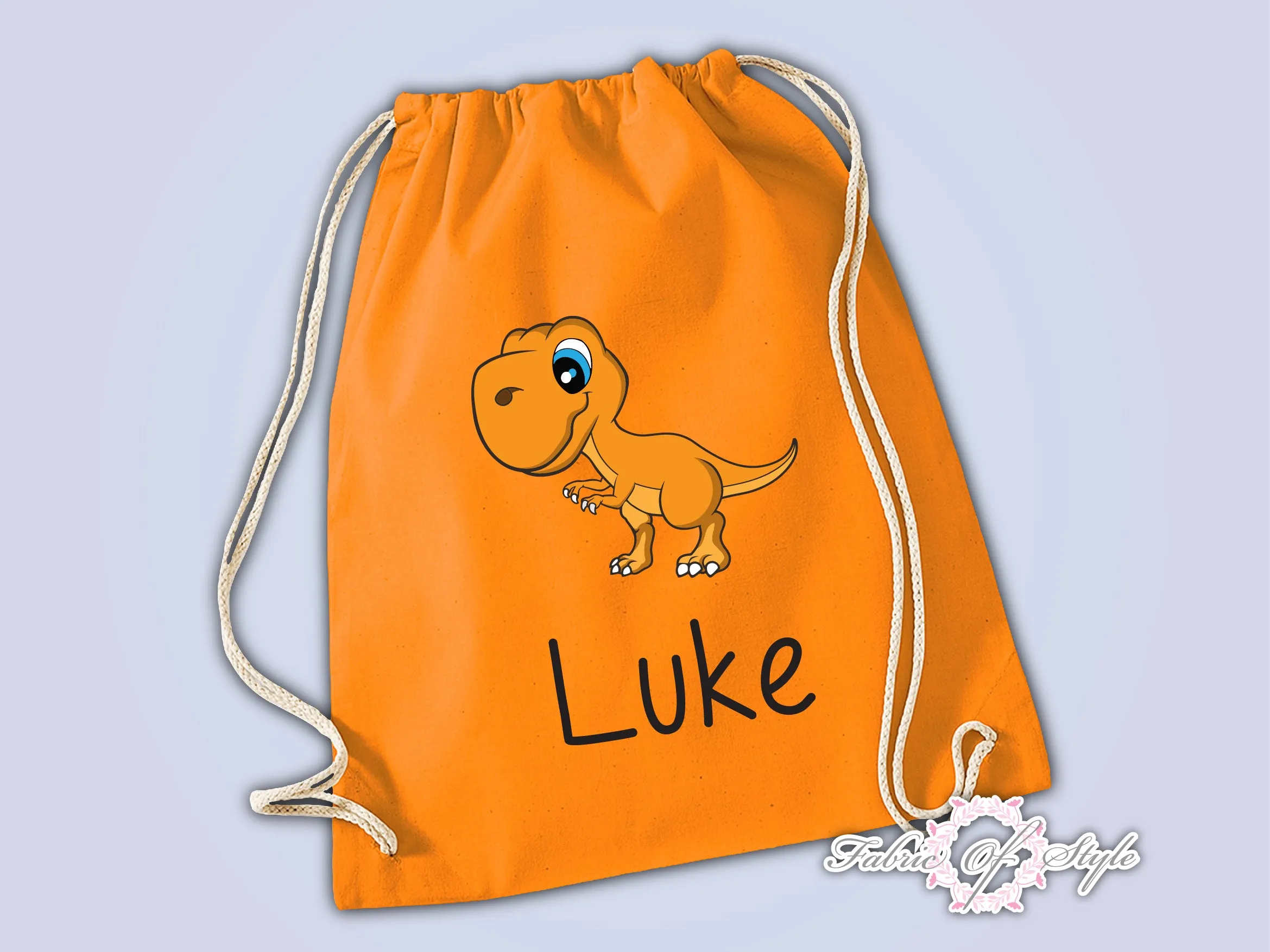 Personalised Any Name Dinosaur Girls Back To Drawstring Bag PE GYM School Kids