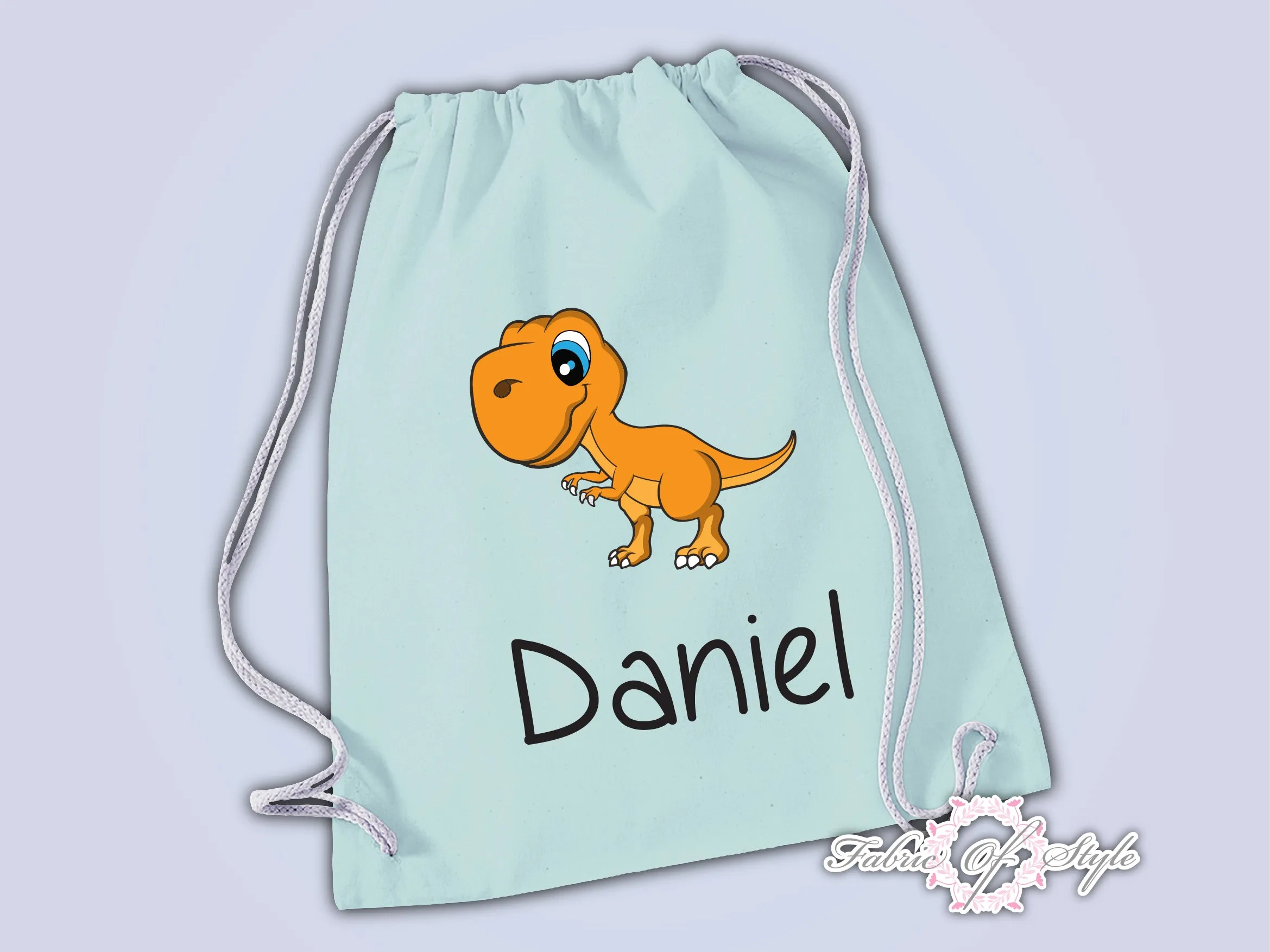 Personalised Any Name Dinosaur Girls Back To Drawstring Bag PE GYM School Kids