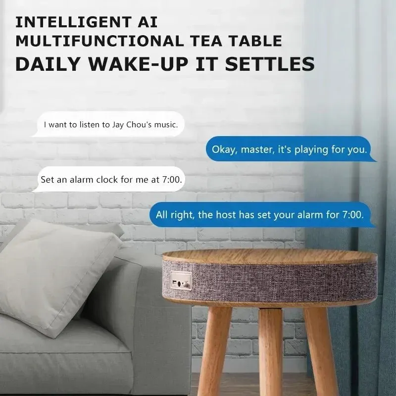 Portable Wooden Coffee Table Bluetooth Speaker with Wireless Charging and USB Stand - 9000 mAh