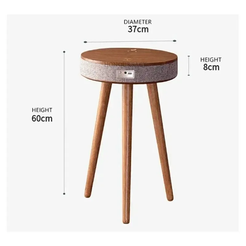 Portable Wooden Coffee Table Bluetooth Speaker with Wireless Charging and USB Stand - 9000 mAh