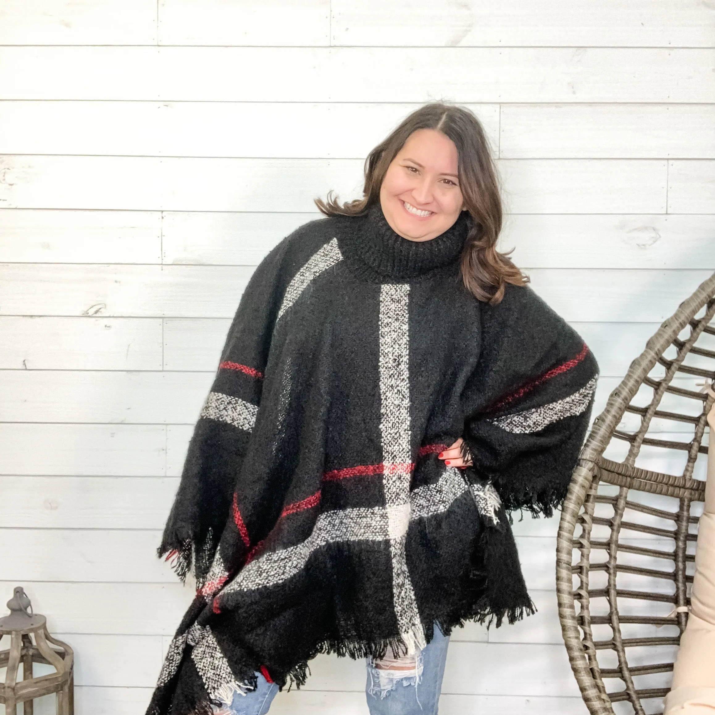 "Dramatic Effect" Cowl Neck Poncho