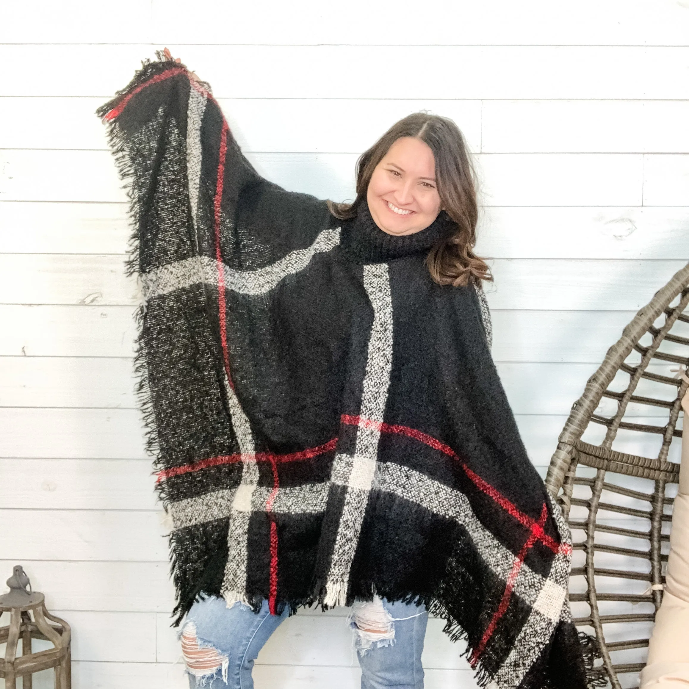 "Dramatic Effect" Cowl Neck Poncho