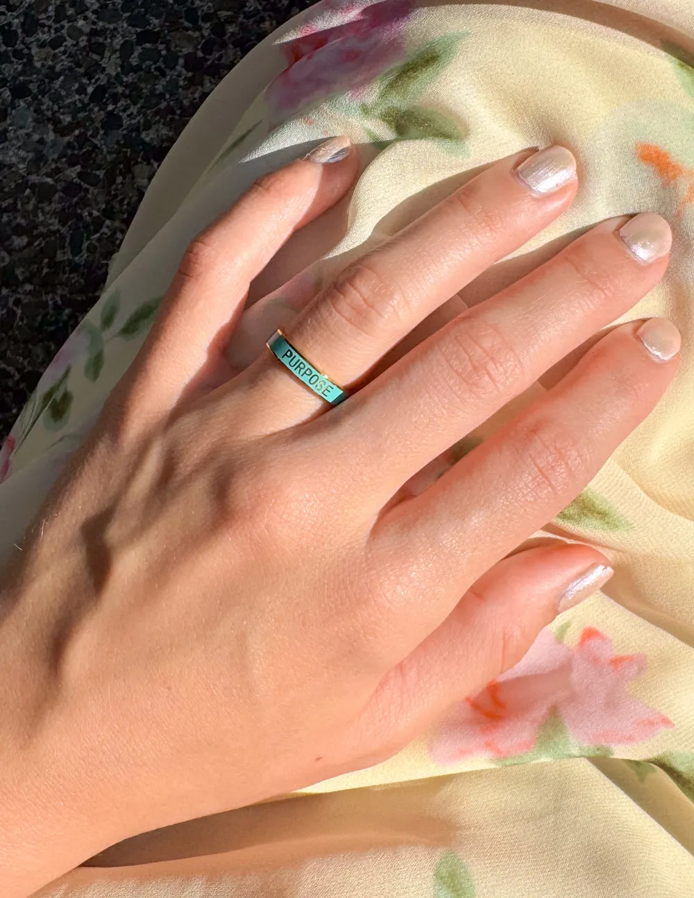 Teal Enamel Purpose Ring