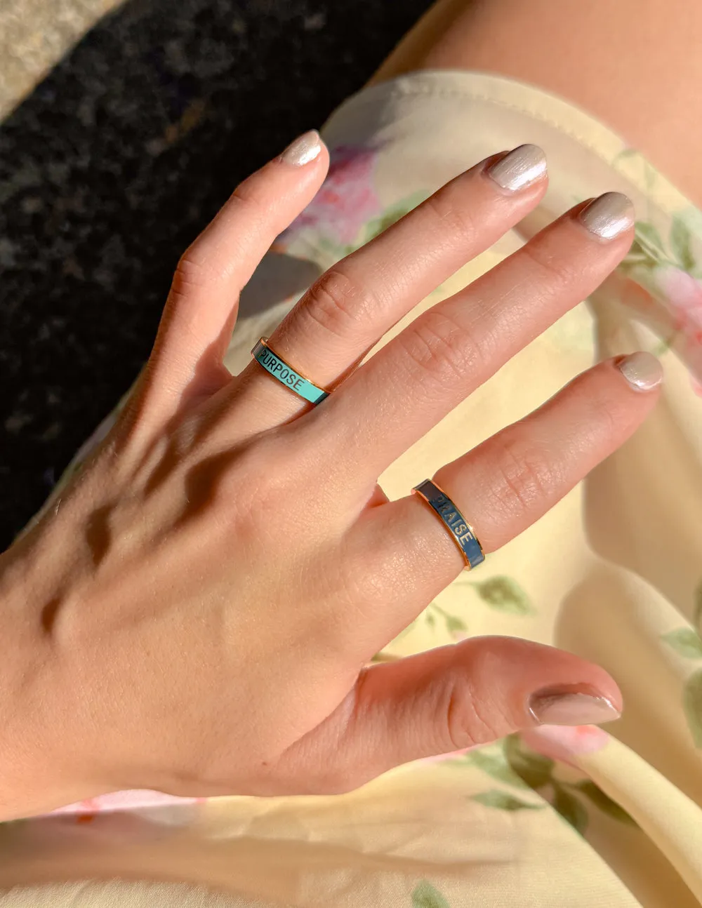 Teal Enamel Purpose Ring