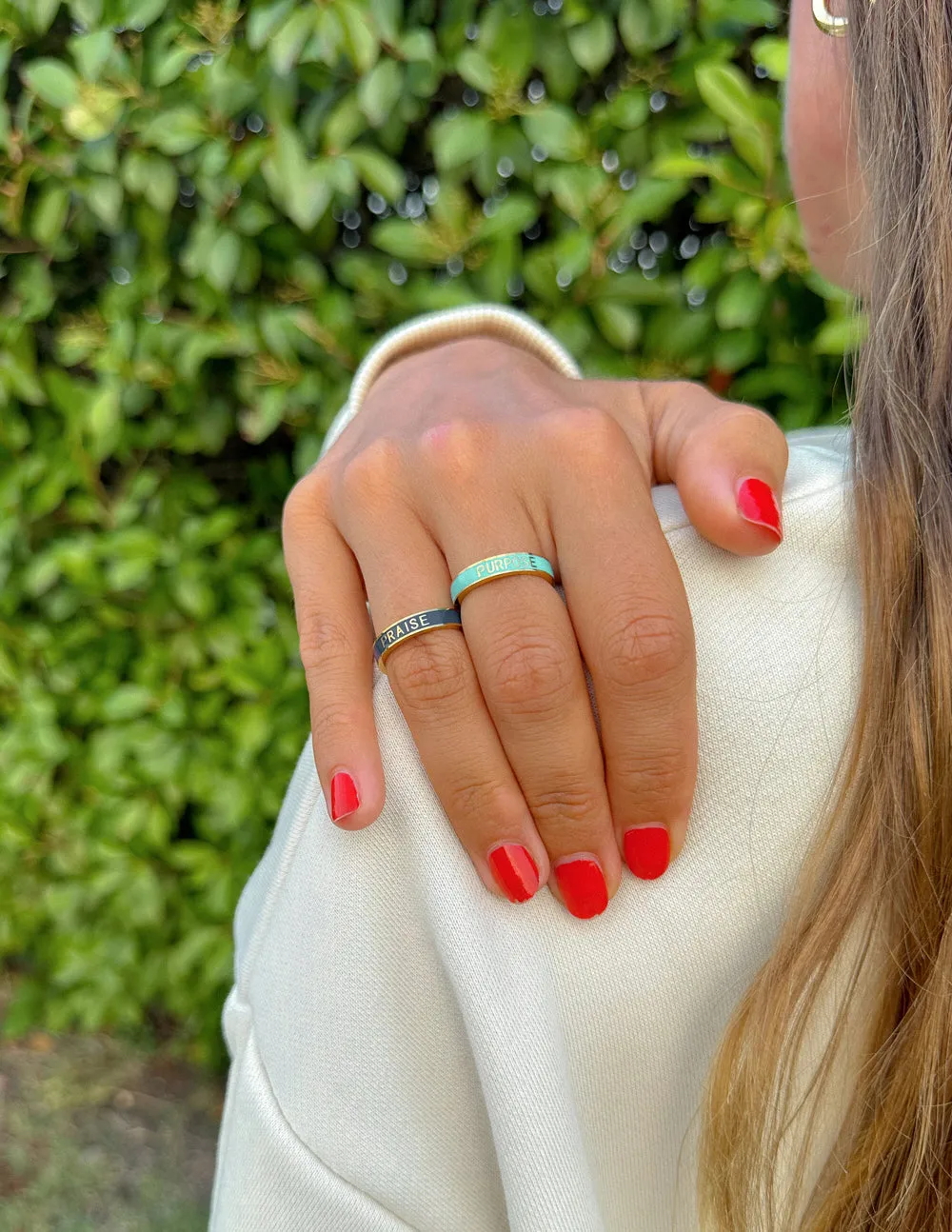 Teal Enamel Purpose Ring