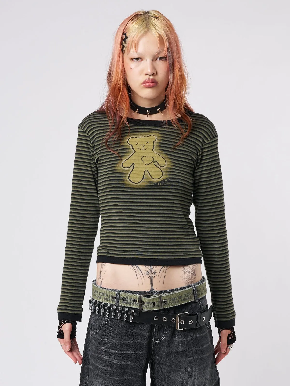 Teddy Green Striped Top