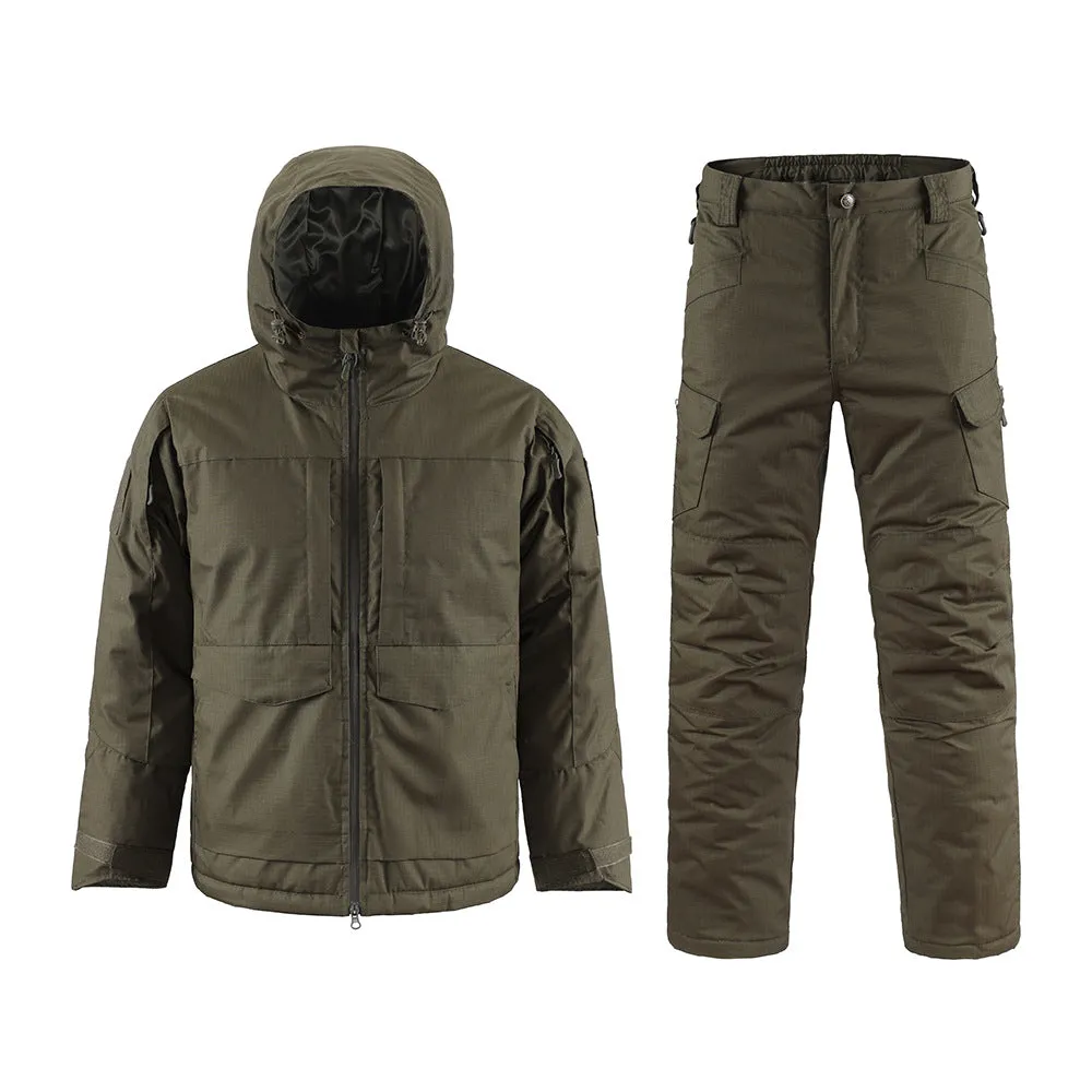 Thickened thermal cotton jacket and pants suit, tactical army style suit