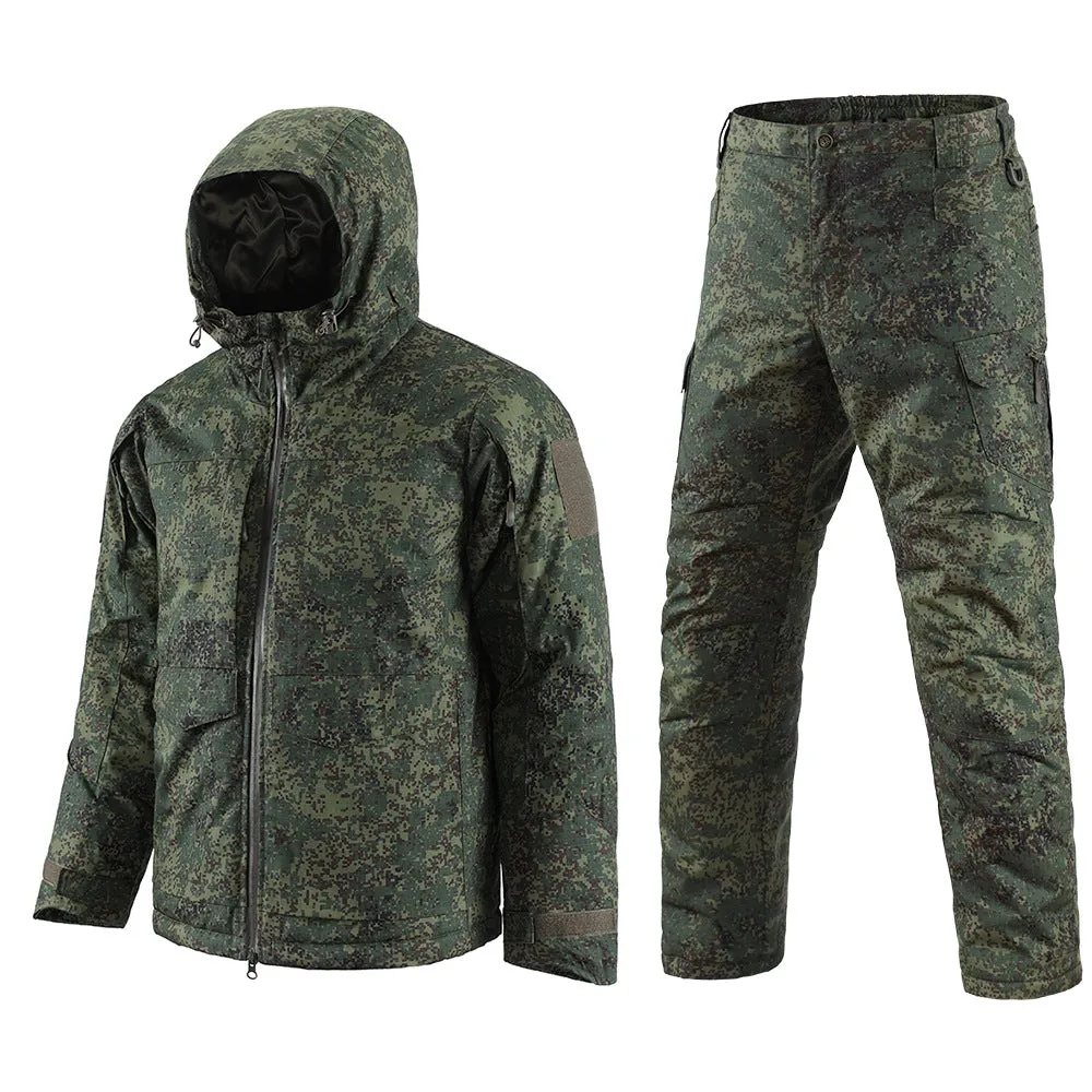 Thickened thermal cotton jacket and pants suit, tactical army style suit