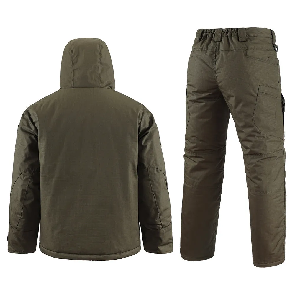 Thickened thermal cotton jacket and pants suit, tactical army style suit