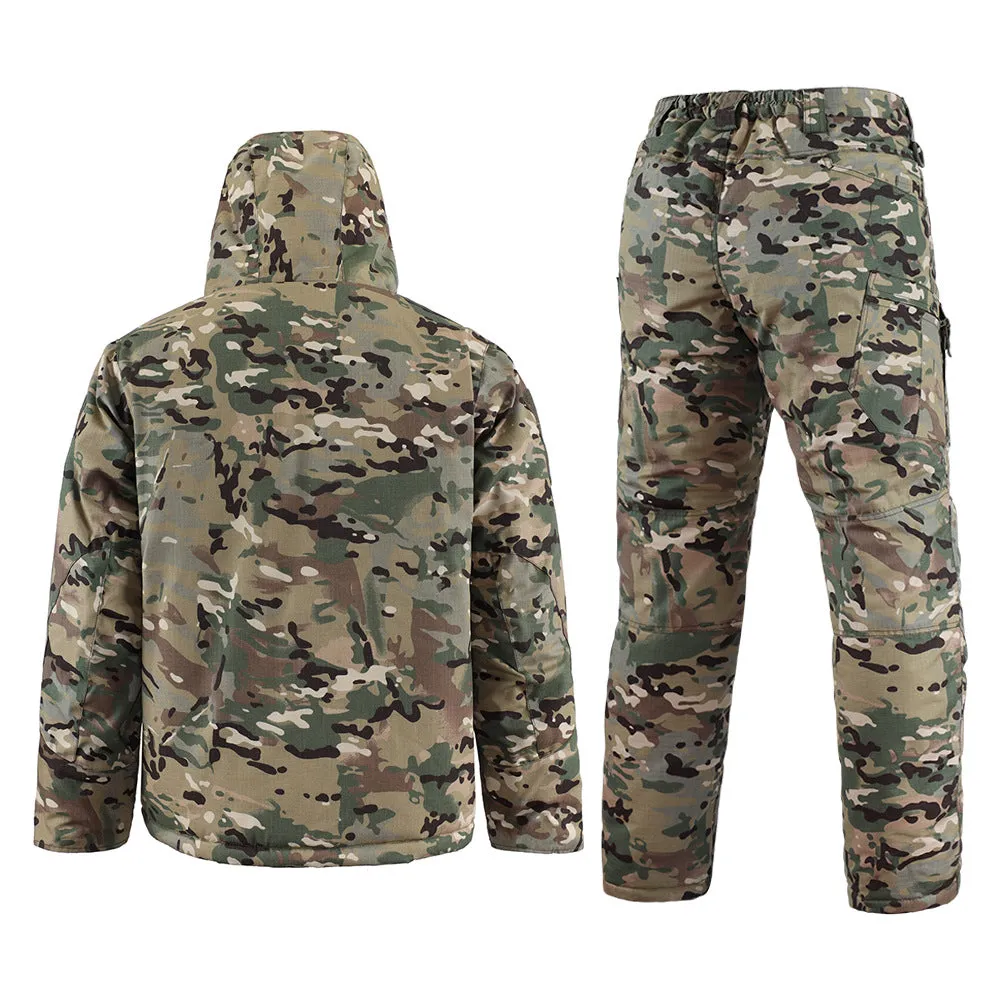 Thickened thermal cotton jacket and pants suit, tactical army style suit