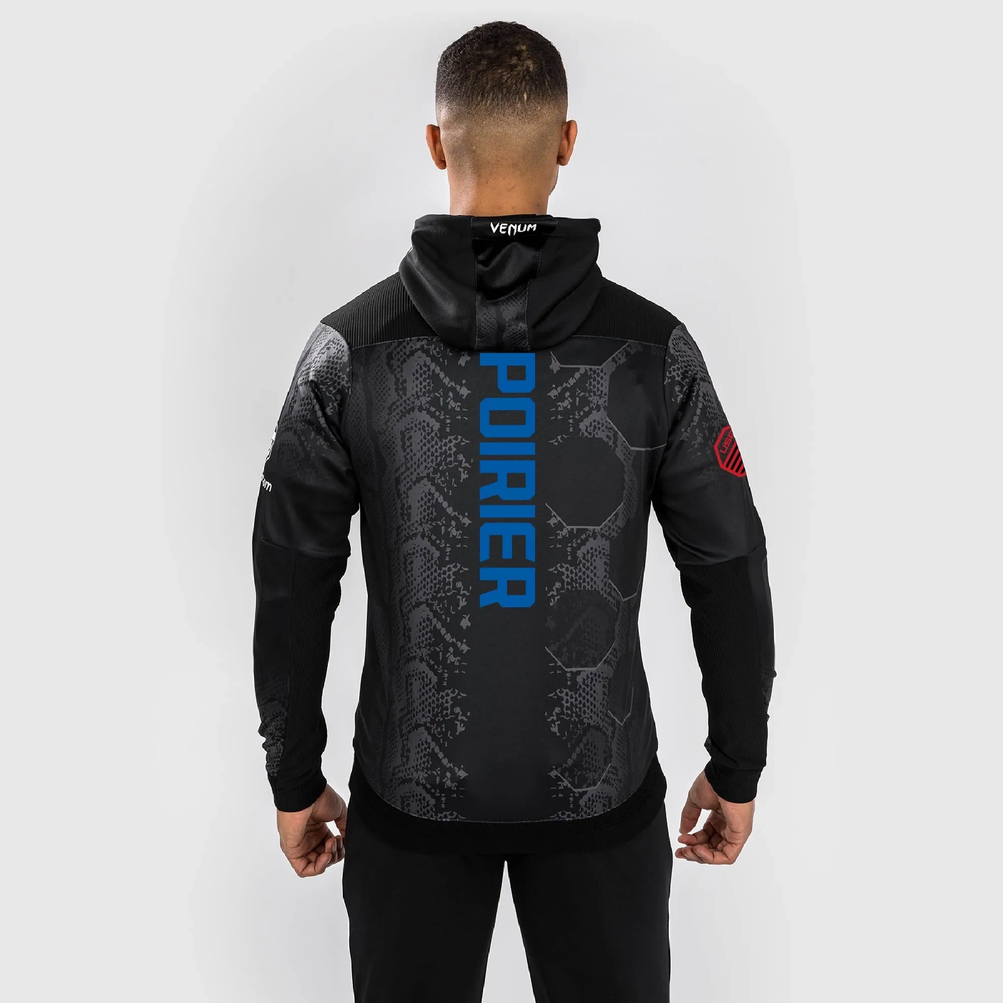 UFC Adrenaline by Venum Fighters Authentic Fight Night Men's Walkout Hoodie - Black - Dustin Poirier